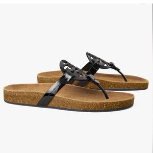 Pre-Loved Tory Burch Patent Leather Miller Cloud Sandals